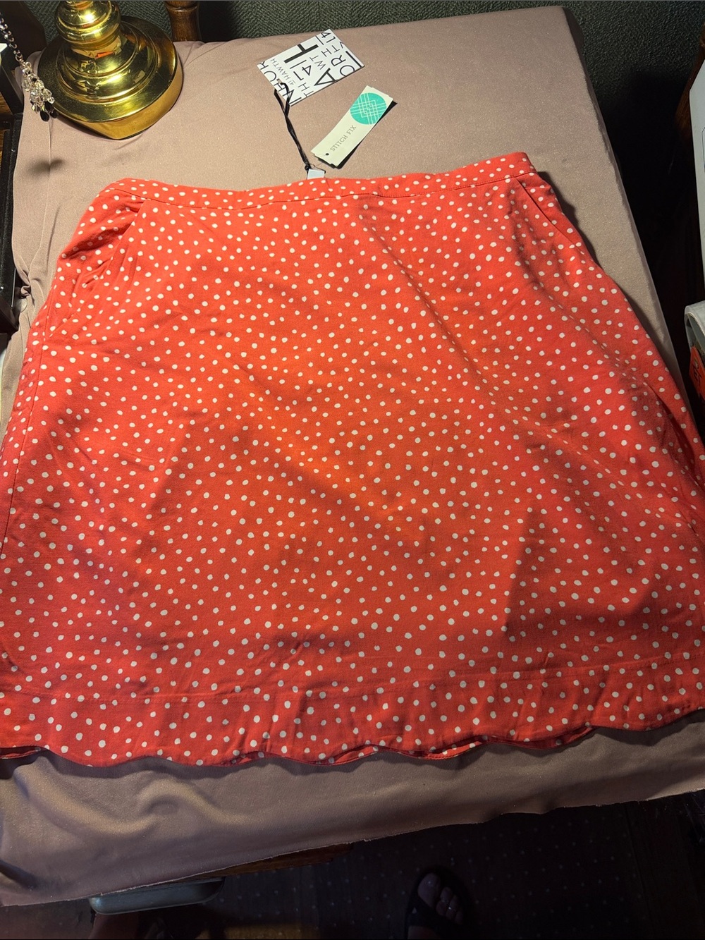 41 Hawthorn Coral with White Polka Dot Skater Skirt